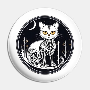 Cat skeleton Pin