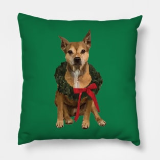 Pitbull with Holiday Wreath Pillow