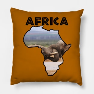 African Wildlife Continent Elephant Tussle Pillow