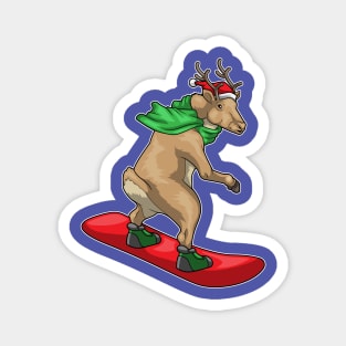 Reindeer Christmas Snowboard Magnet