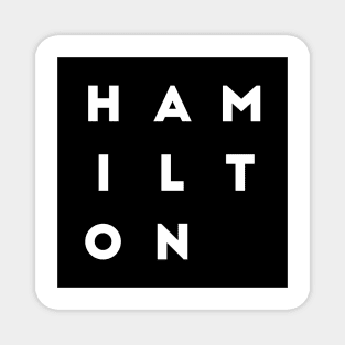 Hamilton | Black square, white letters | Canada Magnet