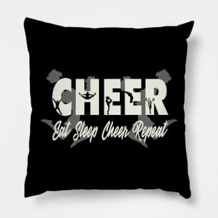 Eat Sleep Cheer Repeat in Cheer Text Pillow