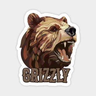 Dangerous grizzly bear. Magnet