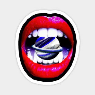 Stay groovy - Red galaxy lips design Magnet