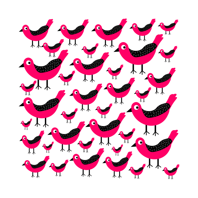 Cute Pink birds pattern by Baobabprintstore