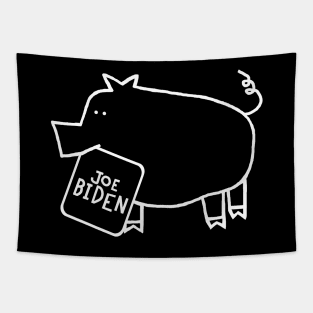 Minimal Cute Pig with Joe Biden Sign Tapestry