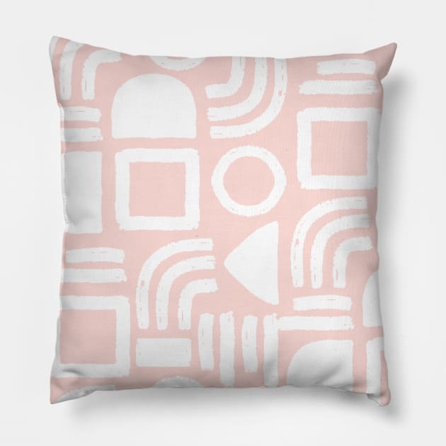 Blush Minimal Solid Geometry Pillow by Carolina Díaz