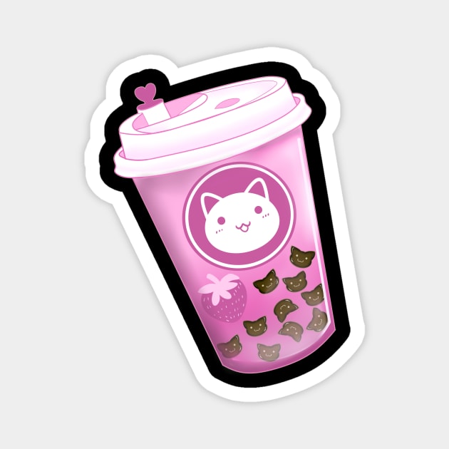 Neko Boba Strawberry Magnet by PointNWink Productions