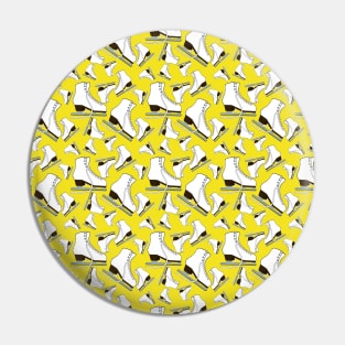 Figure Skates on Yellow Background Design Pin