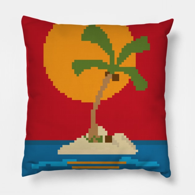 8-bit Dream Island Pillow by GraphicBazaar