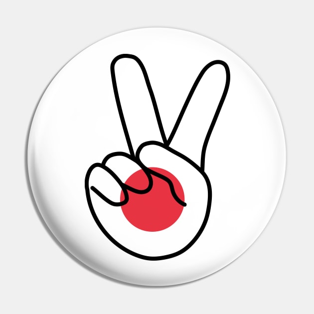 Japan Flag V Sign Pin by DiegoCarvalho