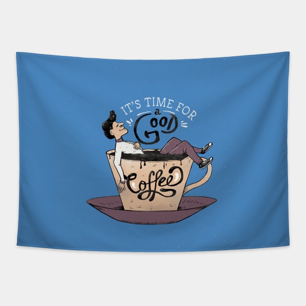 Time for Coffee - Caffeine Mug Gift Tapestry by eduely