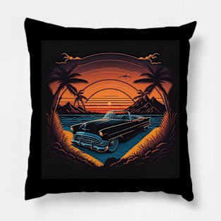 sunset classic car Pillow