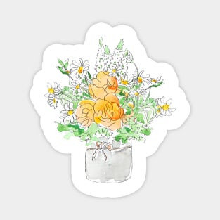 orange and white wild flowers in pot Magnet