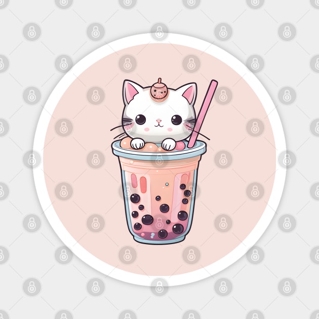 ♡ kawaii kitty strawberry milk boba tea