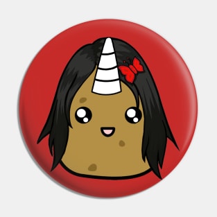 Unicorn Potato (Dark Hair) Pin