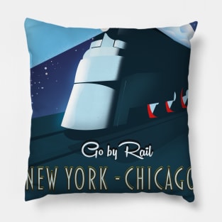 "Go by rail" New York - Chicago train poster Pillow