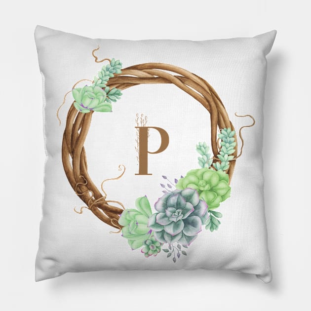 Woodland Monogram P Pillow by MysticMagpie