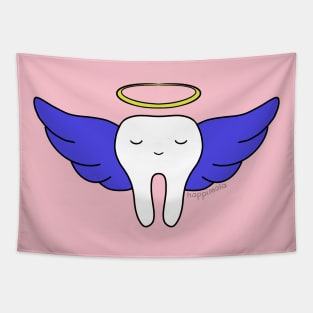 Cute Molar Angel illustration - for Dentists, Hygienists, Dental Assistants, Dental Students and anyone who loves teeth by Happimola Tapestry