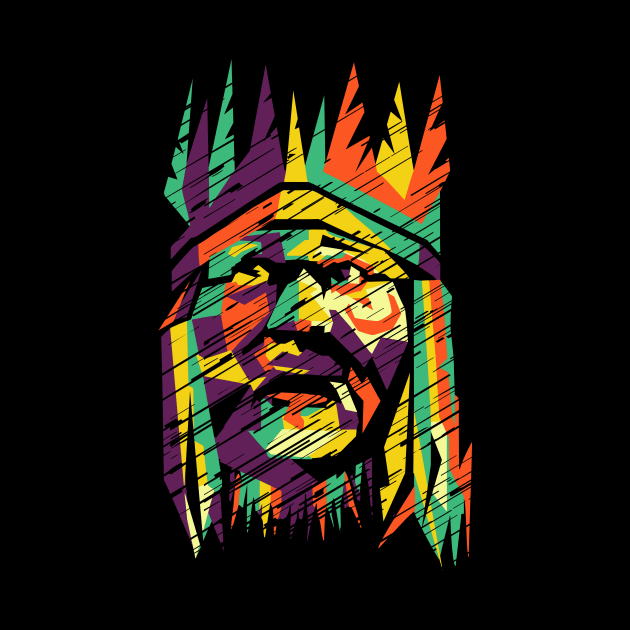 Shaman Warrior Tribal Style Modern Colors by jazzworldquest