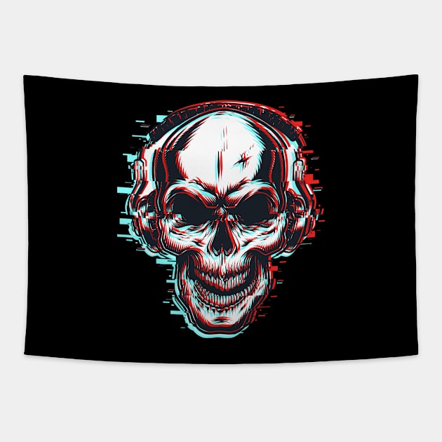 Skull Giltch Design Clothing Tapestry by JeffDesign