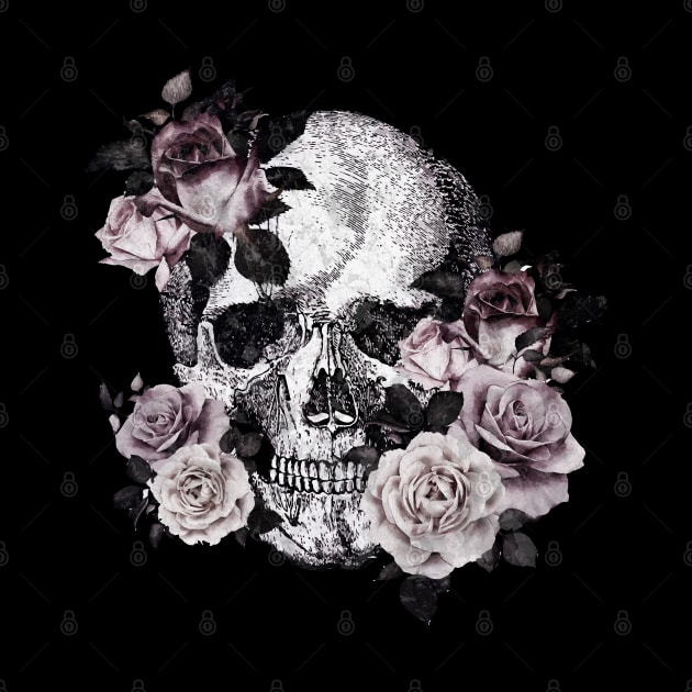 Tribe skull art design with roses by Collagedream