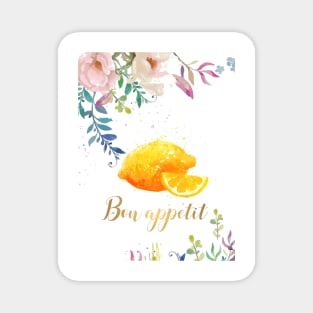 Bon Appetit Lemon Art Kitchen Restaurant Decor Magnet