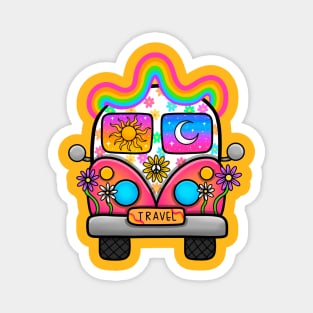 Travel hippie bus Magnet