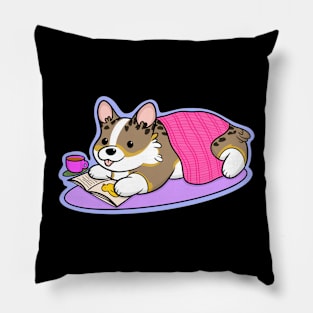 Cute Corgi Reading Book Pillow