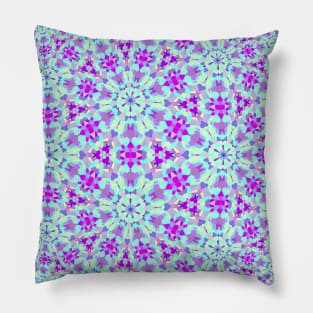 Boho Hippie Colorful Symmetrical Fractal Mandala Abstract Digital Art Pillow