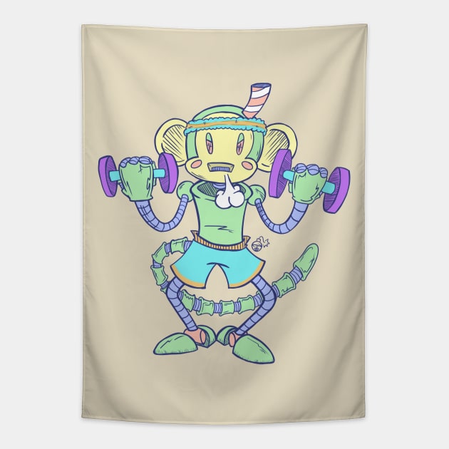 Monkey - Bot Pump Up Tapestry by JbombCreative