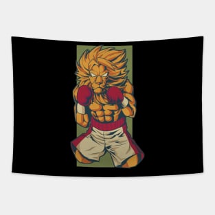 With boxing gloves in boxing ring - cartoon lion boxer Tapestry
