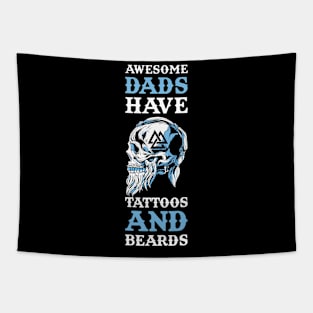 Dads Tattoos And Beards Funny Tattoo Gift Tapestry