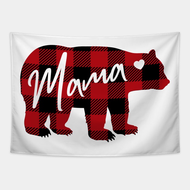 Mama Bear. Buffalo Plaid design Tapestry by Satic