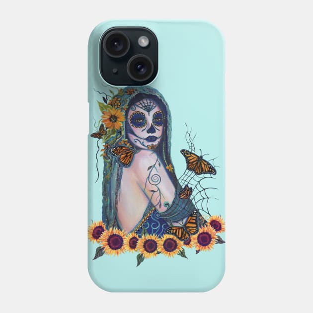 Day of the dead with sunflowers by Renee Lavoie Phone Case by ReneeLLavoie