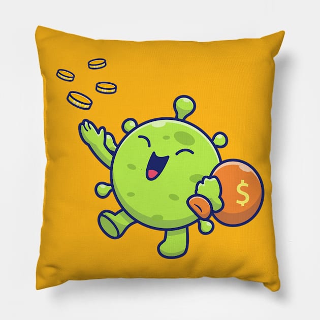 Cute virus with money 4 Pillow by Catalyst Labs