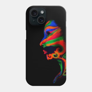 Woman with make up art of glowing UV fluorescent powder Phone Case