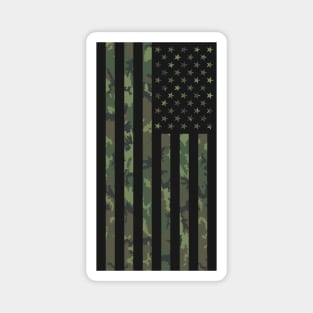 US Flag Down - Woodland Black Magnet