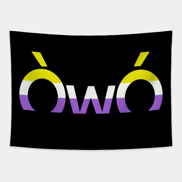 ÒwÓ nonbinary angry owo pride emoticon Tapestry by Skrayer1219