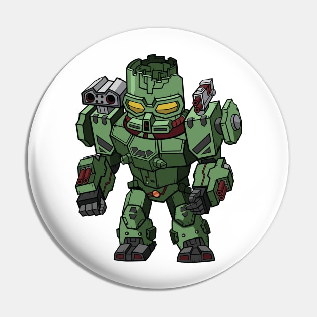 Green Cannon Machine Chibi Pin by GodPunk