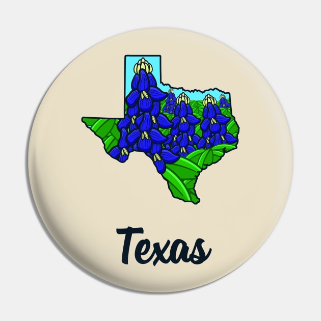 Texas State Flower Bluebonnet - Texas Pride Pin by Pangea5