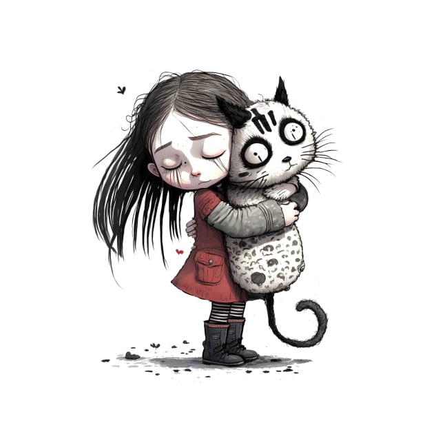 Little Girl hugging her Cat by pxdg