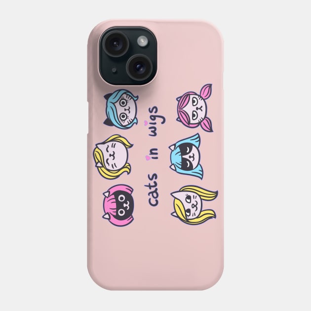 Cats In Wigs Phone Case by LittleBunnySunshine