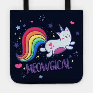 Meowgical Magical Rainbow Kitty Cat Unicorn Tote