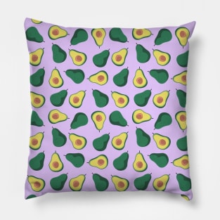 Avocado Fruit Pattern on Purple Pillow