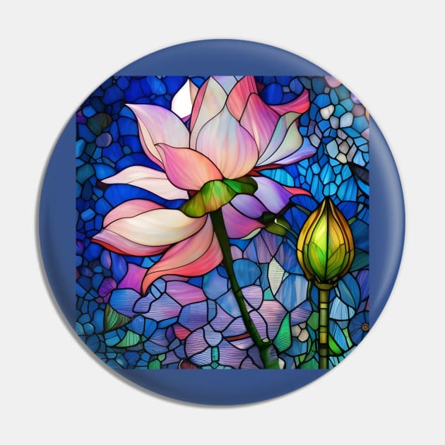 Stained Glass Lotus Flowers Pin by Chance Two Designs