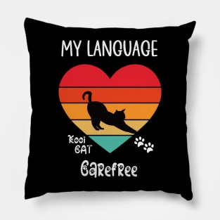 My Language Carefree Cat Pillow