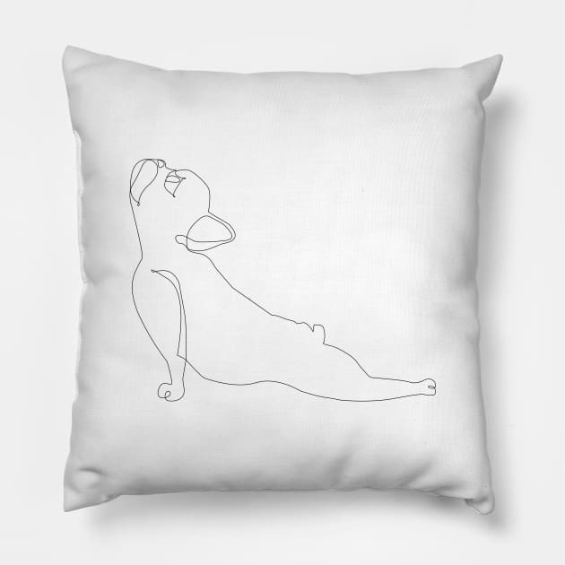 One Line French Bulldog Upward Facing Dog Pillow by huebucket