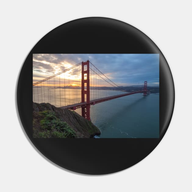 Golden Gate Sunrise Pin by jvnimages