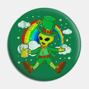 St Patricks Day Alien Leprechaun Irish Sci Fi Pin